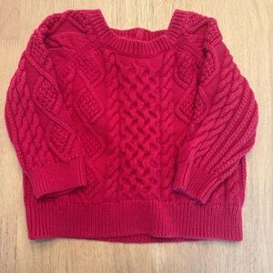 GAP baby 12-18M Red Crew Neck Cable Knit Sweater